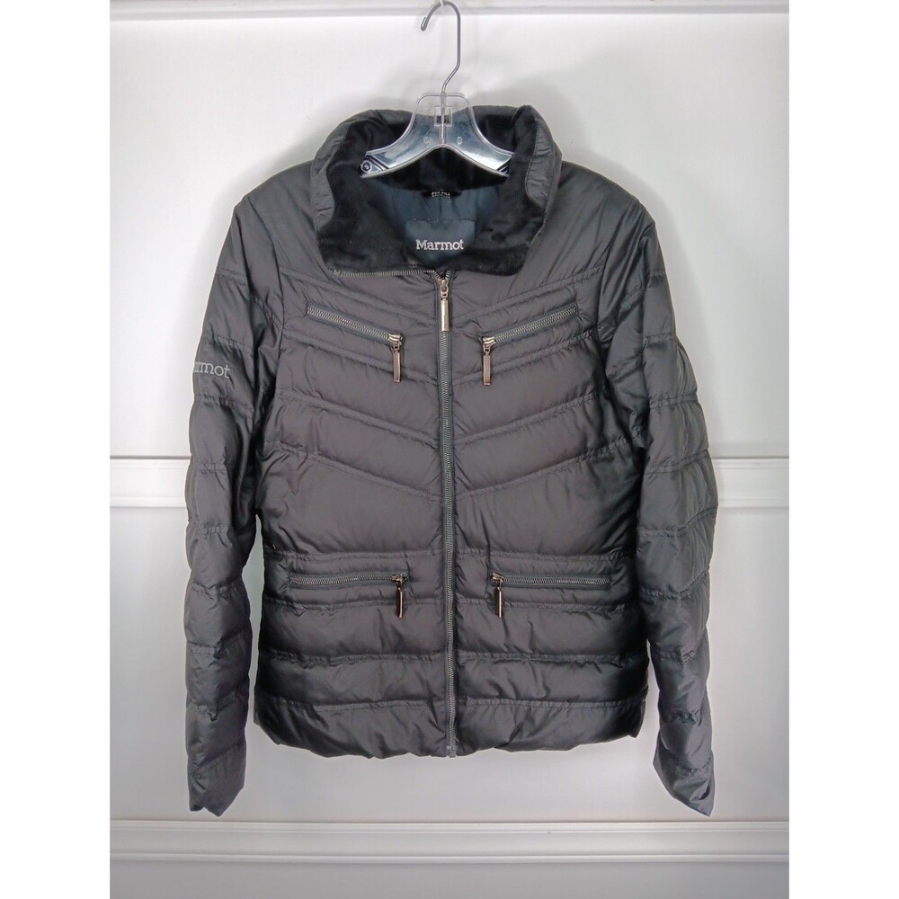 Marmot 650 Down Fill Puffer Ski Jacket Women Size Small Black *Missing Hood EUC